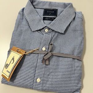 NWT Stich Note Men's Blue & White Long Sleeve Dress Shirt / Size XXL